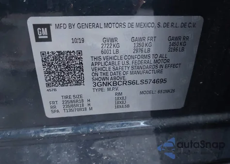 2020 Chevrolet Blazer Fwd 2Lt из США, поврежденный, VIN 3GNKBCRS6LS574695